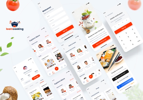 UX/UI Design Package Example: Social application for food lovers UI kit