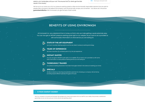 Web Design Package Example: Envirowash
