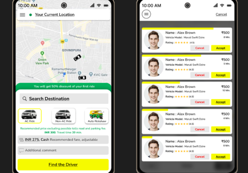 Mobile App Development Package Example: Cab Booking Apps for Android & iOS