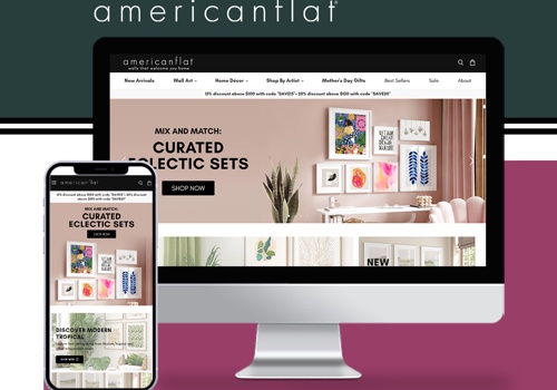 E-Commerce Development Package Example: American Flat | Wall Art | Home Décor