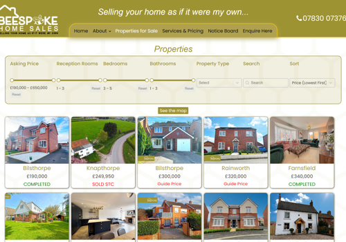 Web Design Package Example: Beepoke Home Sales
