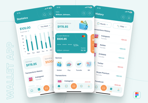 UX/UI Design Package Example: Wallet App Design