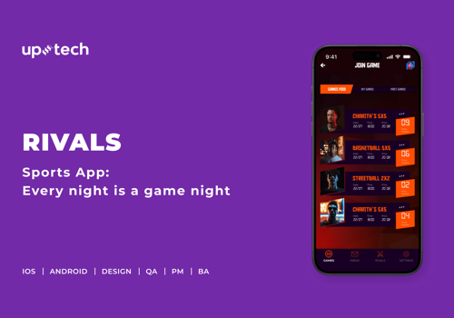 Mobile App Development Package Example: Rivals - sport marketplace app