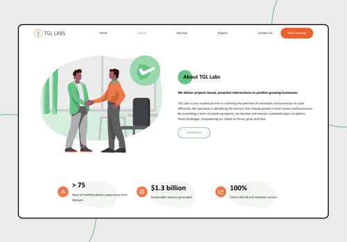 Web Design Package Example: Webdesign&development for Startup coaching company