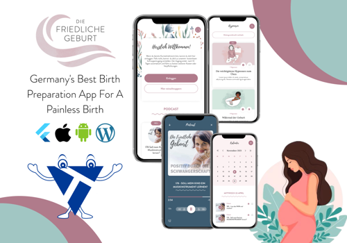UX/UI Design Package Example: Friedliche Geburt- Germany's #1 Birth Preparation