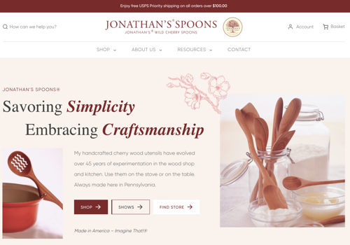 Web Design Package Example: Jonathan's Spoons