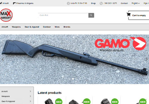 E-Commerce Development Package Example: Airsoft, outdoor gear, guns and ammo