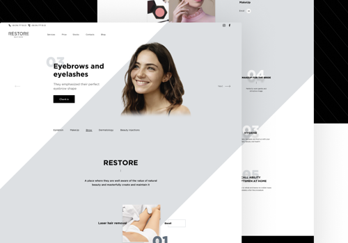 Digital Strategy Package Example: Restore beauty saloon website development