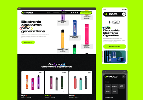 Web Development Package Example: U-pod — Distributor of electronic cigarettes
