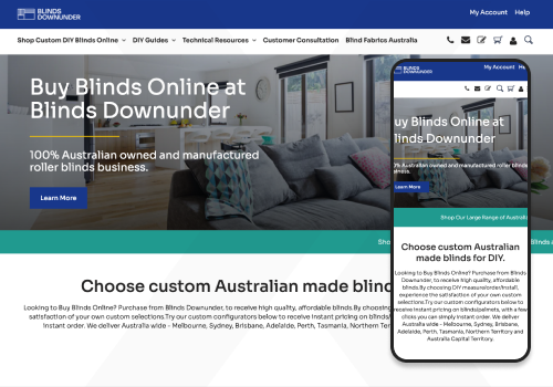 E-Commerce Development Package Example: Blinds Downunder, Web Design & Shopify Development