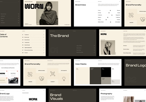 Branding Package Example: WORN | Logo, Website Design, Brand Guidelines