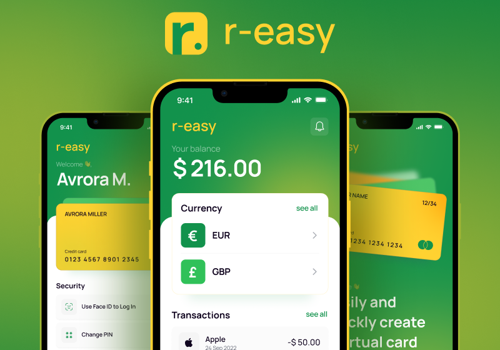 Mobile App Development Package Example: R-Easy - neo worldwide banking for freelancers