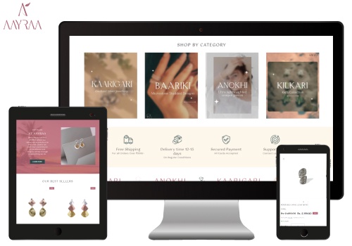 E-Commerce Development Package Example: Shopify Store design for Jewellery Brand