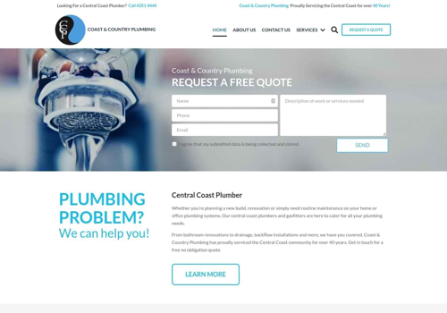 Web Development Package Example: Coast & Country Plumbing
