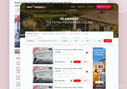Web Design Package Example: Rent A Property Website