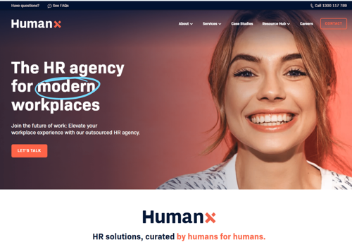Search Engine Optimization Package Example: Humanx - Custom web development