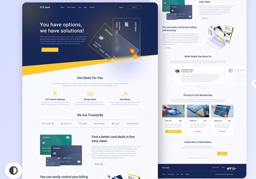 UX/UI Design Package Example: Landing Page design for a Bank