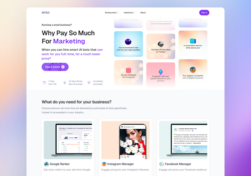 Web Design Package Example: enso.bot Framer Marketplace Design & Development