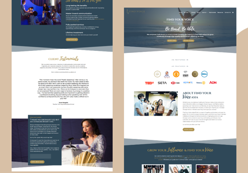 Web Design Package Example: Find Your Voice Asia's Website