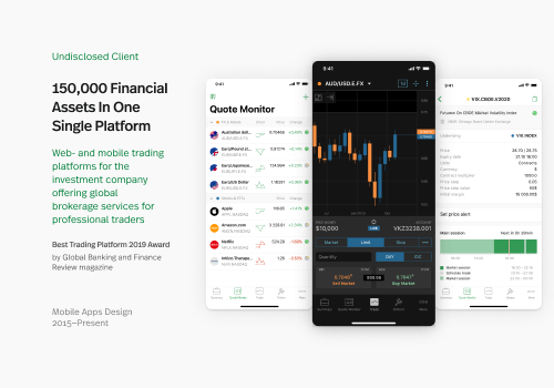 UX/UI Design Package Example: 150,000 Financial Assets In One Single Platform