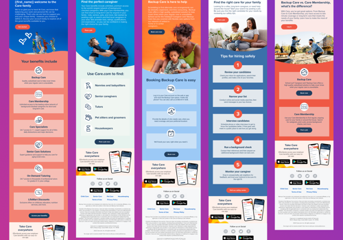 Email Marketing Package Example: Care.com Email Design