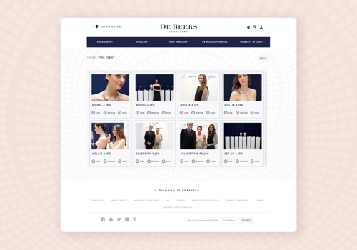 Web Design Package Example: De Beers sought help for an eCommerce microsite
