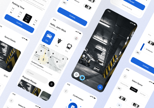 UX/UI Design Package Example: Digital car parking and smart park location