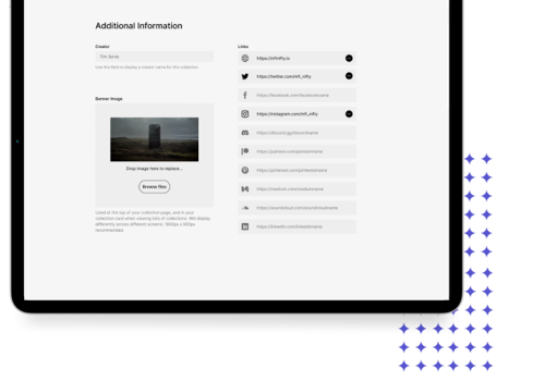 Web Development Package Example: Unique NFT creator studio and showcase platform