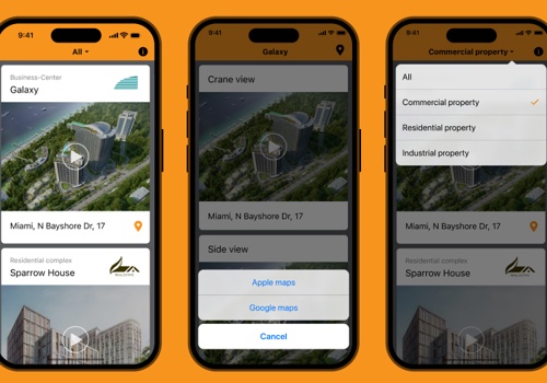 UX/UI Design Package Example: MR Group Webcam: Construction Progress App: Real-t