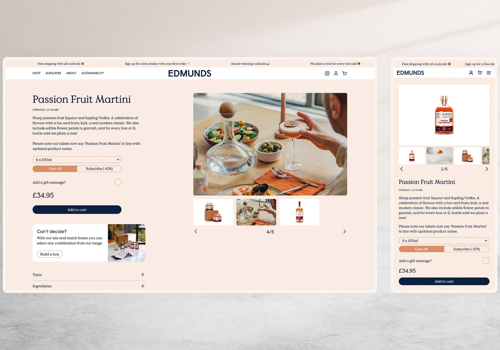 Web Development Package Example: Edmunds: Custom Shopify store design