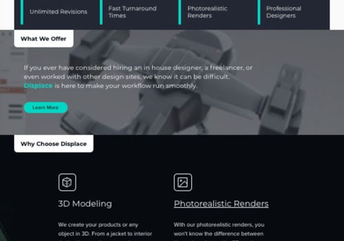 Web Design Package Example: Displace 3D Website Design
