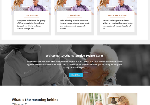 Web Development Package Example: Web Design for Ohana Home Care