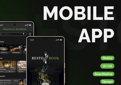 UX/UI Design Package Example: Mobile app: RestoBook
