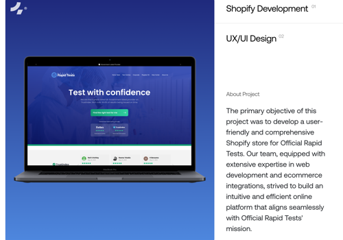 UX/UI Design Package Example: Shopify Design & Development | Official Rapid Test