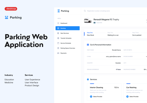 UX/UI Design Package Example: Parking Web Application for Stockholm Airport