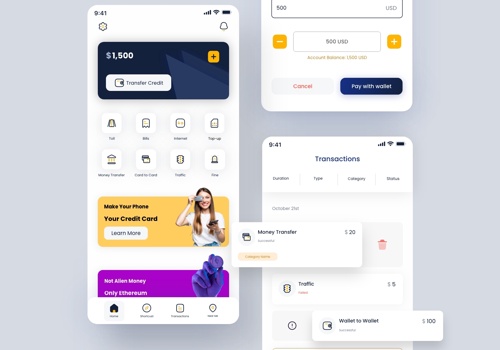 UX/UI Design Package Example: Digital Wallet