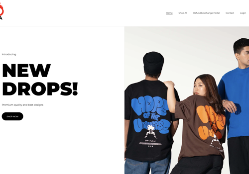 Web Design Package Example: TheMangaStore - Anime Tshirt brand Ecom website