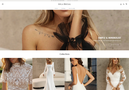 E-Commerce Development Package Example: Mila Bridal (Shopify Store Redesign)