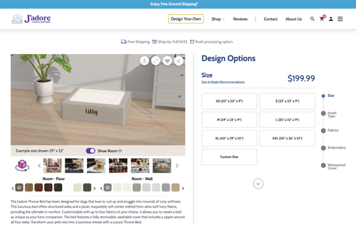 Web Design Package Example: Product Configurator