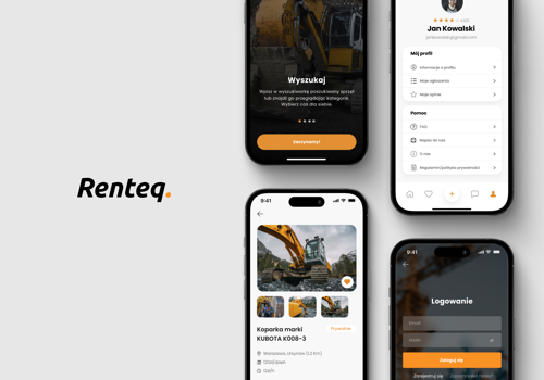 UX/UI Design Package Example: Product design of Renteq App