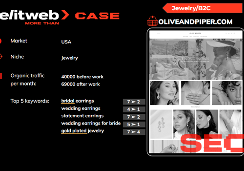 Search Engine Optimization Package Example: Increase organic traffic for Oliveandpiper