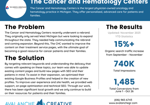Search Engine Optimization Package Example: The Cancer and Hematology Centers Case Study