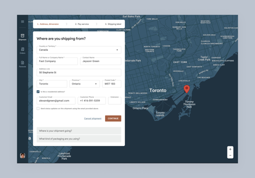 UX/UI Design Package Example: Logistic management
