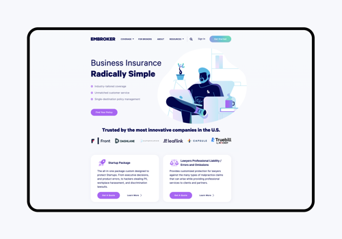 Branding Package Example: Embroker ~ Content + Web Design