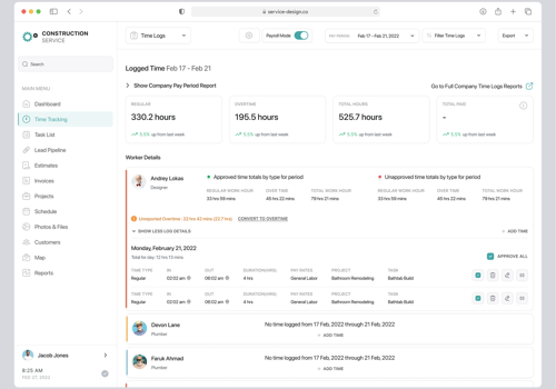 UX/UI Design Package Example: Construction Management SaaS