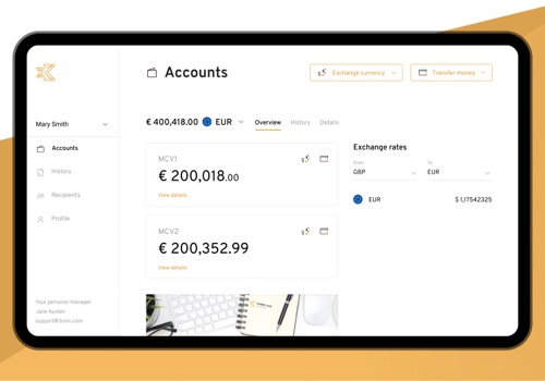 UX/UI Design Package Example: 3S Money: International Business Online Banking Se