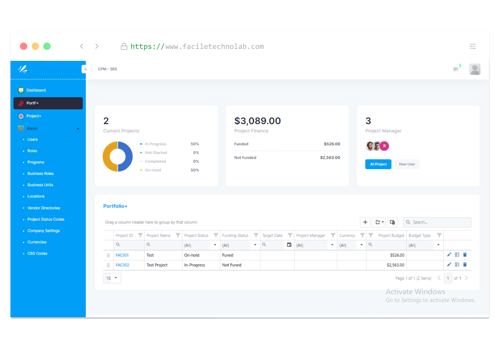 Custom Software Development Package Example: Capital Program and Portfolio Management