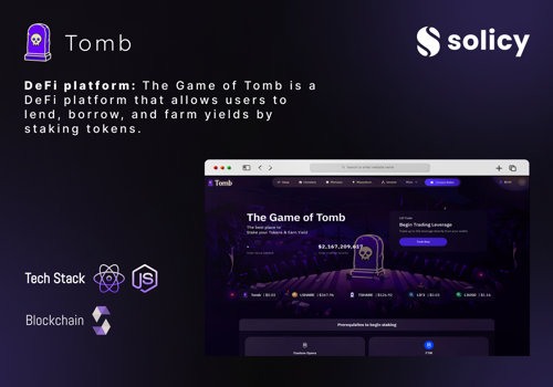 Web Development Package Example: The Game of Tomb: DeFi platform