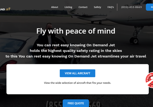 Web Design Package Example: On Demand Jets