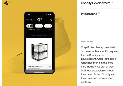 Web Development Package Example: Shopify Development | Crep Protect